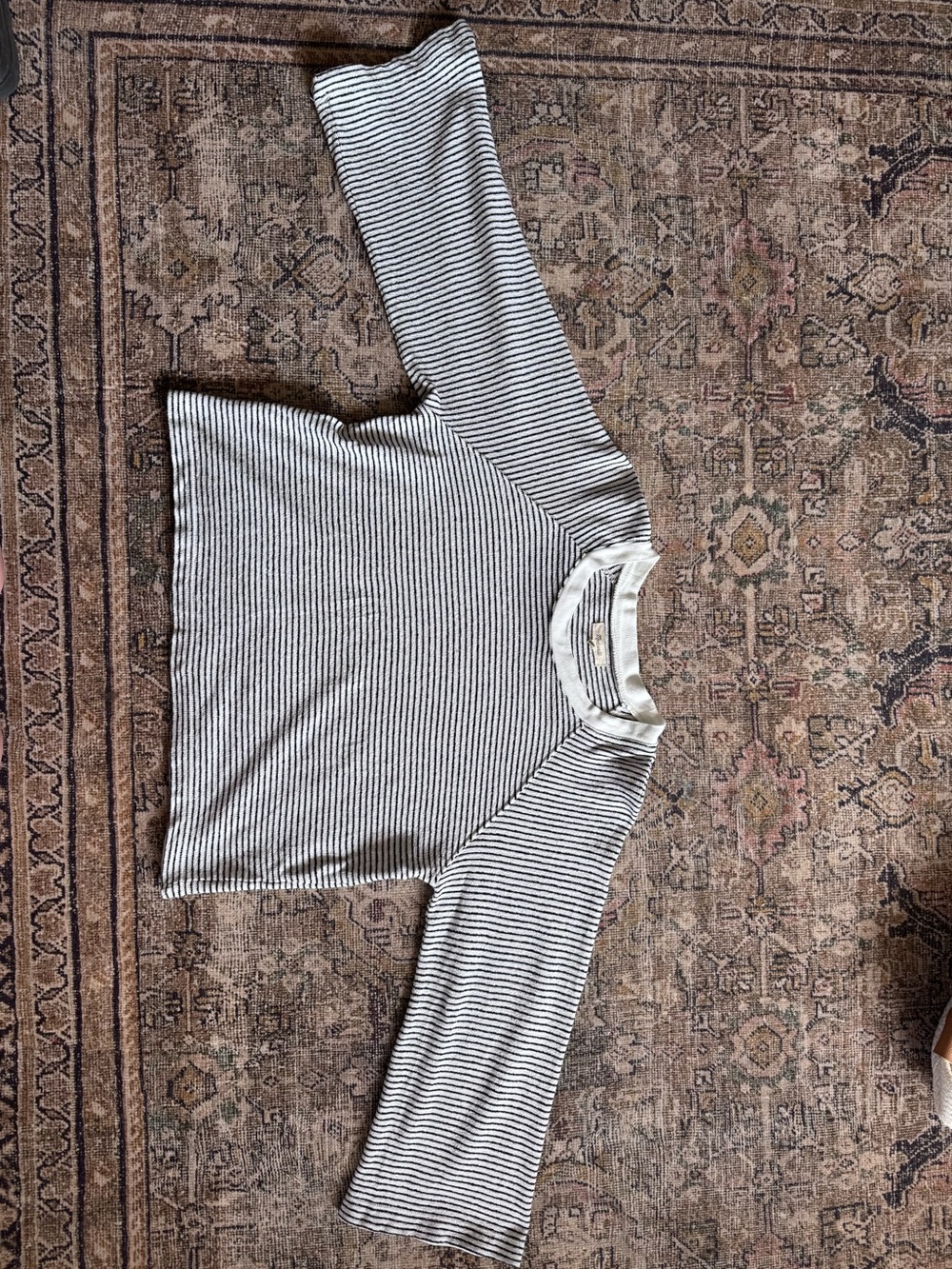 Madewell Terry Raglan Sweatshirt in Black + White Stripe
